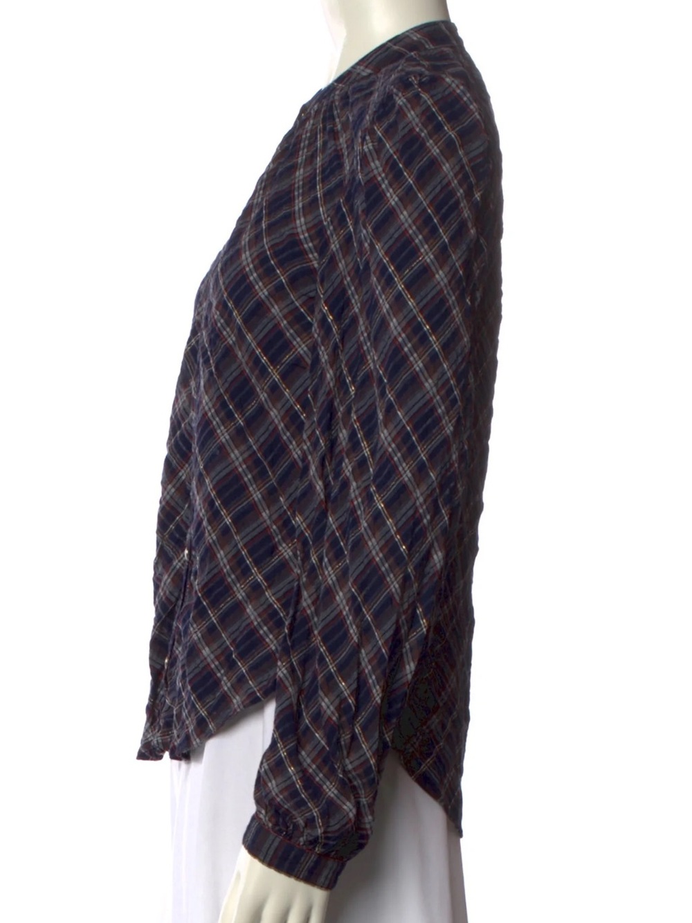 VERONICA BEARD $380 • 19” PTP • plaid button up blouse western coastal cowgirl - Picture 4 of 8